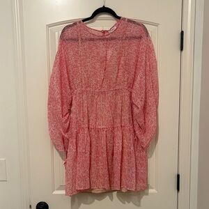 Chic Long Sleeve Pink Floral Dress